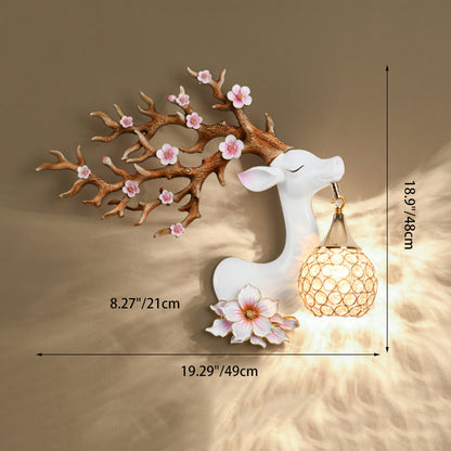 Deco Resin Crystal Deer Head Shape 1-Light Wall Sconce Lamp