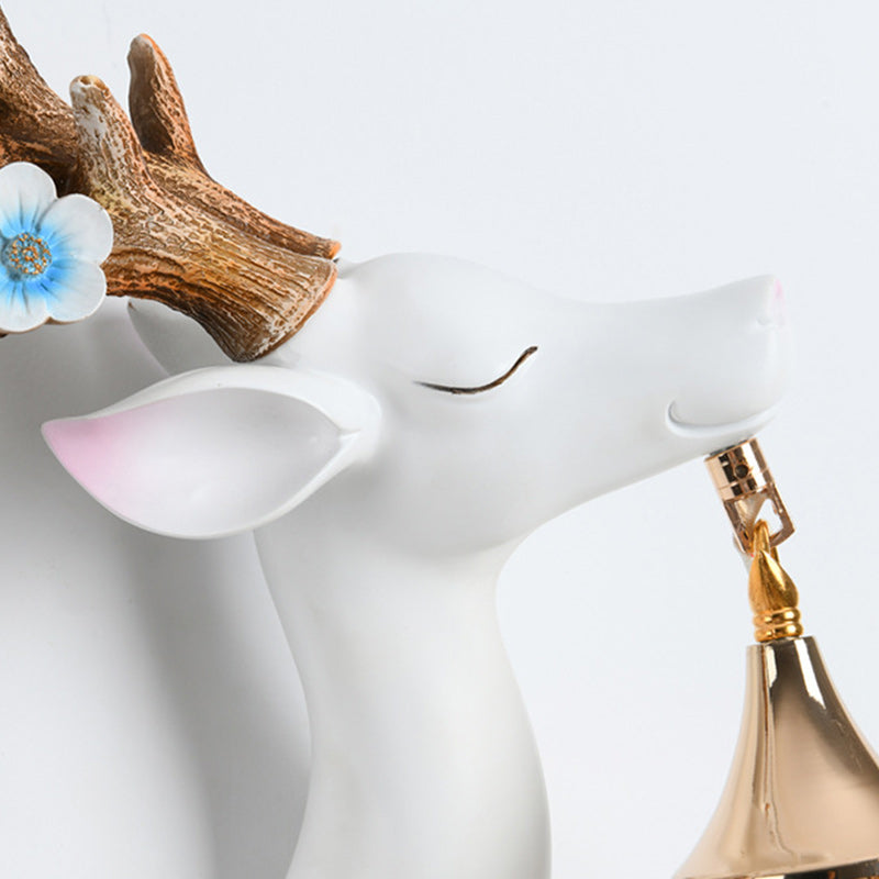 Deco Resin Crystal Deer Head Shape 1-Light Wall Sconce Lamp