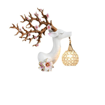 Deco Resin Crystal Deer Head Shape 1-Light Wall Sconce Lamp