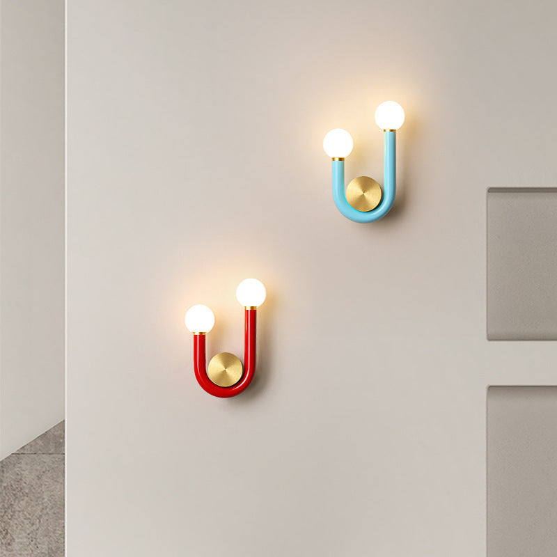 Japanese Aluminum U Shaped Round LED Wall Sconce Lamp