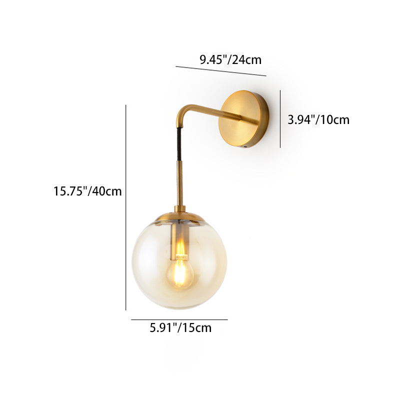 Nordic Glass Iron Globe Round 1 Light Wall Sconce Lamp