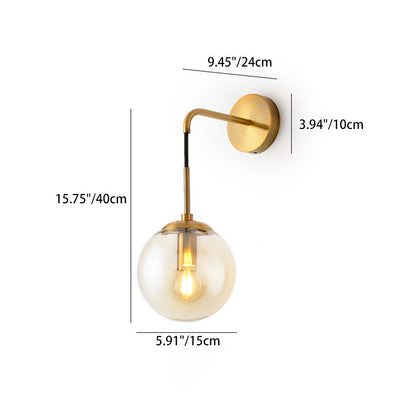 Nordic Glass Iron Globe Round 1 Light Wall Sconce Lamp
