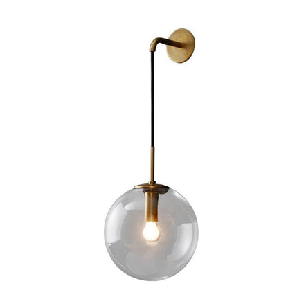 Nordic Glass Iron Globe Round 1 Light Wall Sconce Lamp