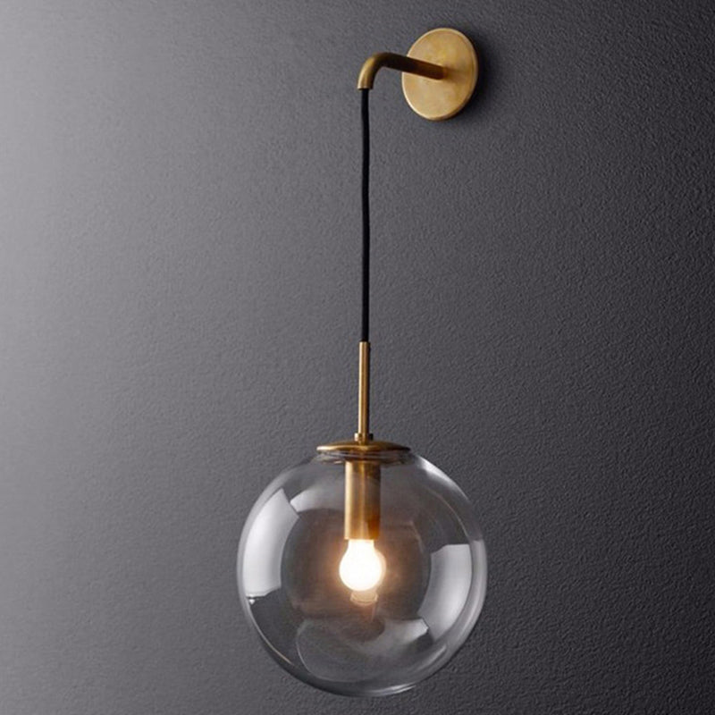 Nordic Glass Iron Globe Round 1 Light Wall Sconce Lamp