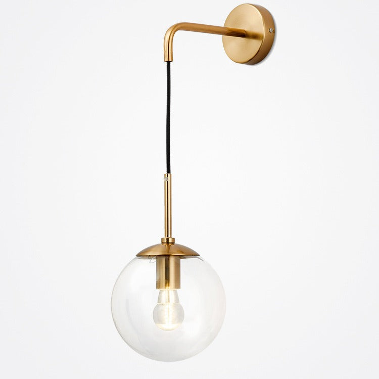 Nordic Glass Iron Globe Round 1 Light Wall Sconce Lamp