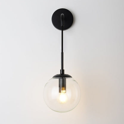 Nordic Glass Iron Globe Round 1 Light Wall Sconce Lamp