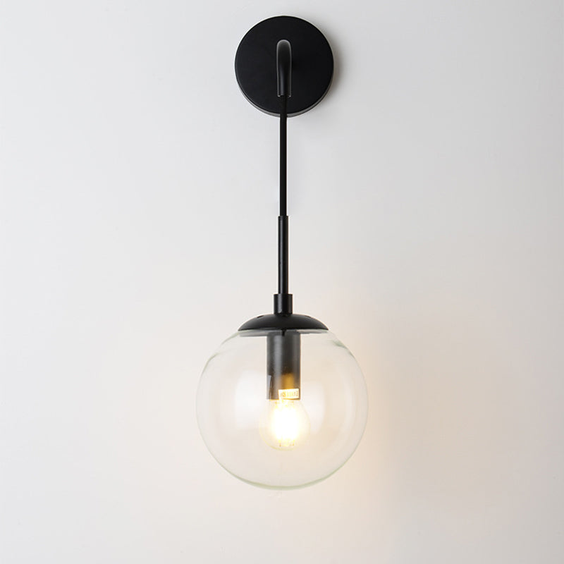 Nordic Glass Iron Globe Round 1 Light Wall Sconce Lamp