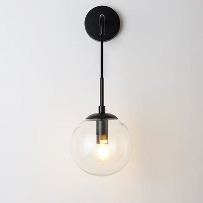 Nordic Glass Iron Globe Round 1 Light Wall Sconce Lamp