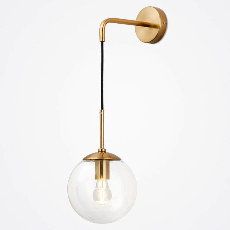 Nordic Glass Iron Globe Round 1 Light Wall Sconce Lamp