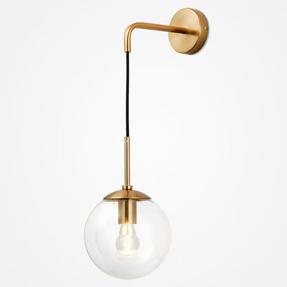 Nordic Glass Iron Globe Round 1 Light Wall Sconce Lamp