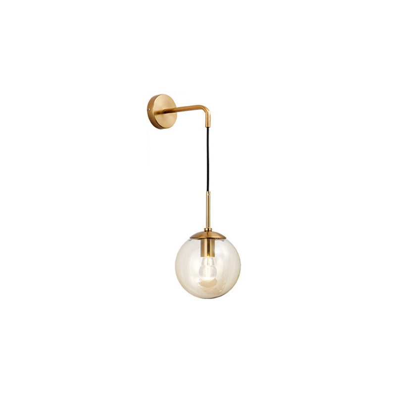 Nordic Glass Iron Globe Round 1 Light Wall Sconce Lamp