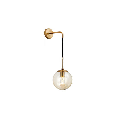Nordic Glass Iron Globe Round 1 Light Wall Sconce Lamp