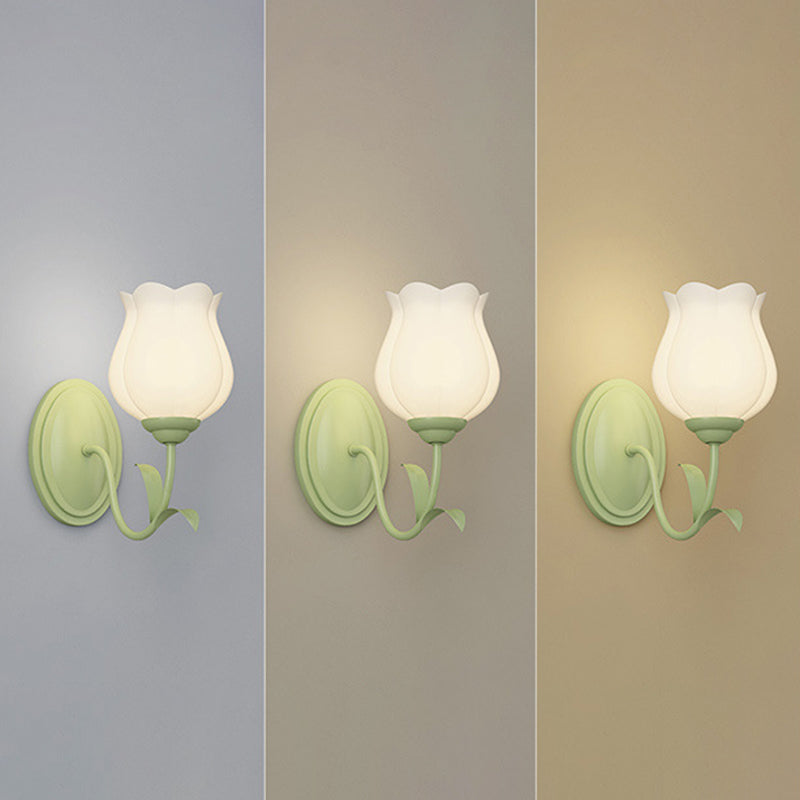 French Iron Flower Leaf 1/2 Light LED Wall Sconce Lamp