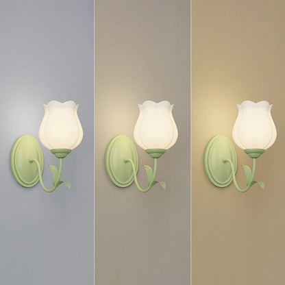 French Iron Flower Leaf 1/2 Light LED Wall Sconce Lamp