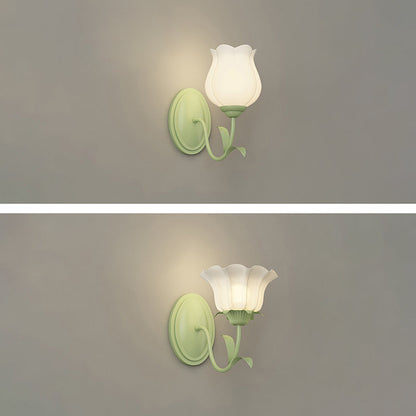 French Iron Flower Leaf 1/2 Light LED Wall Sconce Lamp