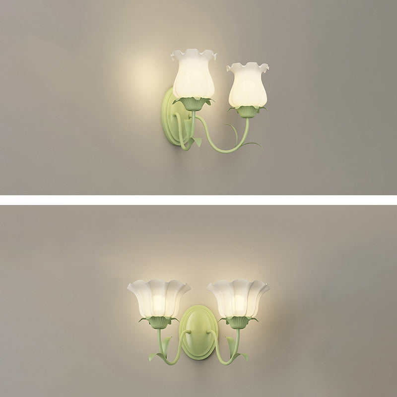 French Iron Flower Leaf 1/2 Light LED Wall Sconce Lamp