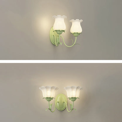 French Iron Flower Leaf 1/2 Light LED Wall Sconce Lamp