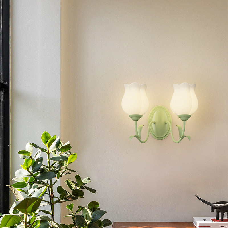 French Iron Flower Leaf 1/2 Light LED Wall Sconce Lamp