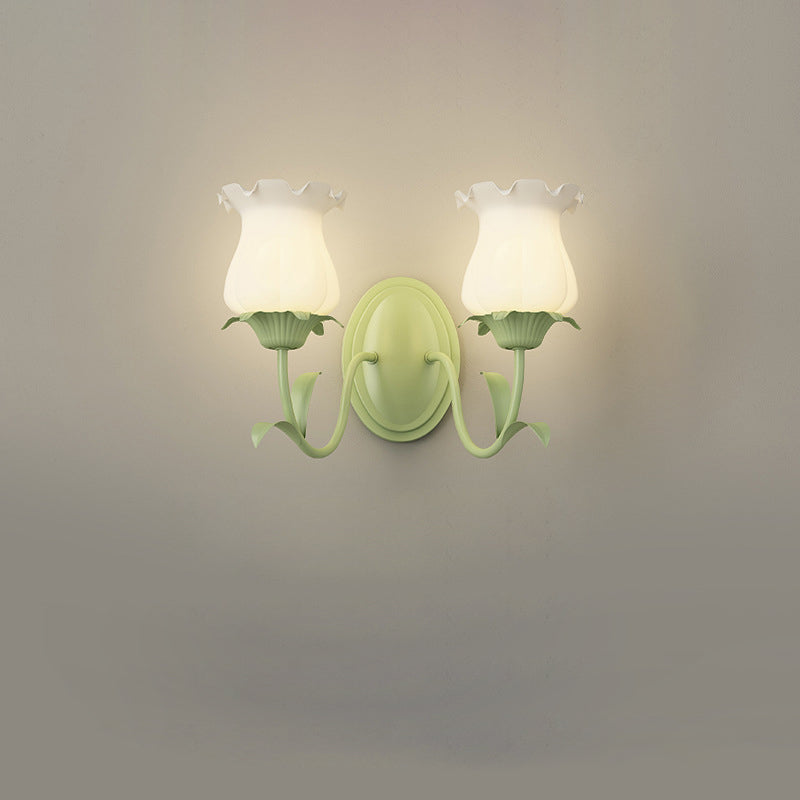 French Iron Flower Leaf 1/2 Light LED Wall Sconce Lamp