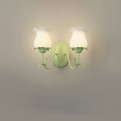 French Iron Flower Leaf 1/2 Light LED Wall Sconce Lamp