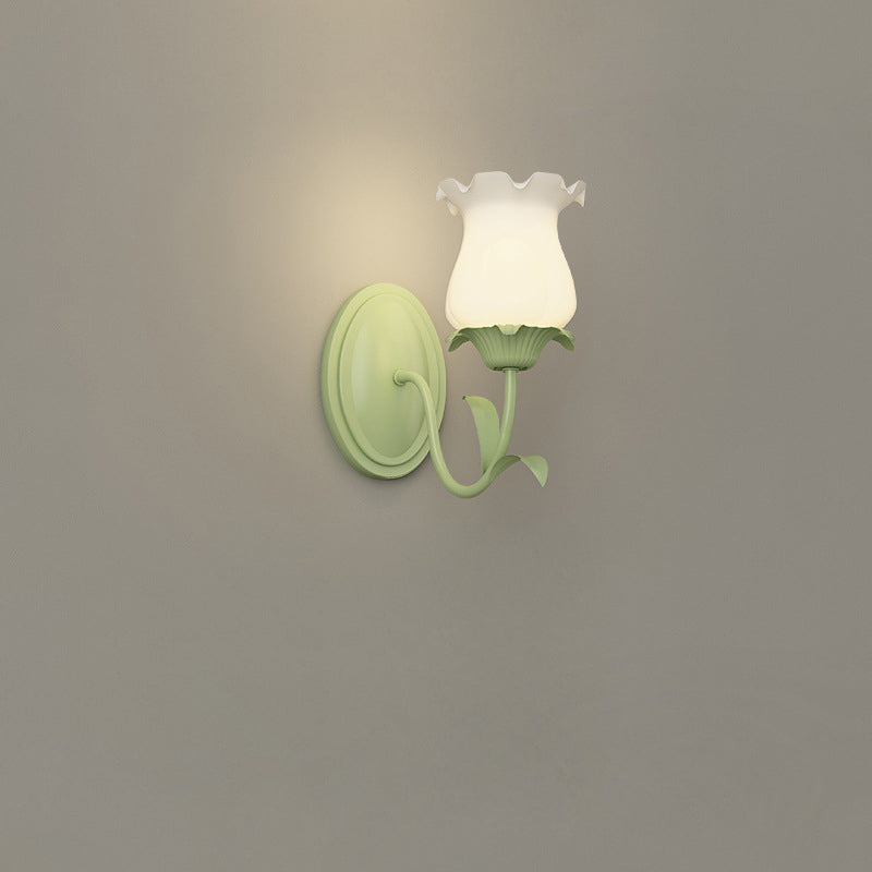 French Iron Flower Leaf 1/2 Light LED Wall Sconce Lamp
