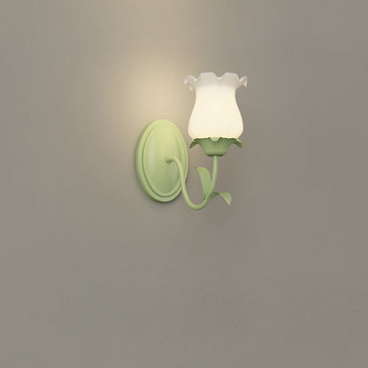 French Iron Flower Leaf 1/2 Light LED Wall Sconce Lamp