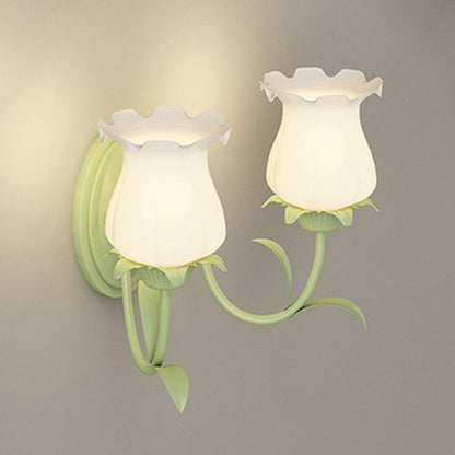 French Iron Flower Leaf 1/2 Light LED Wall Sconce Lamp