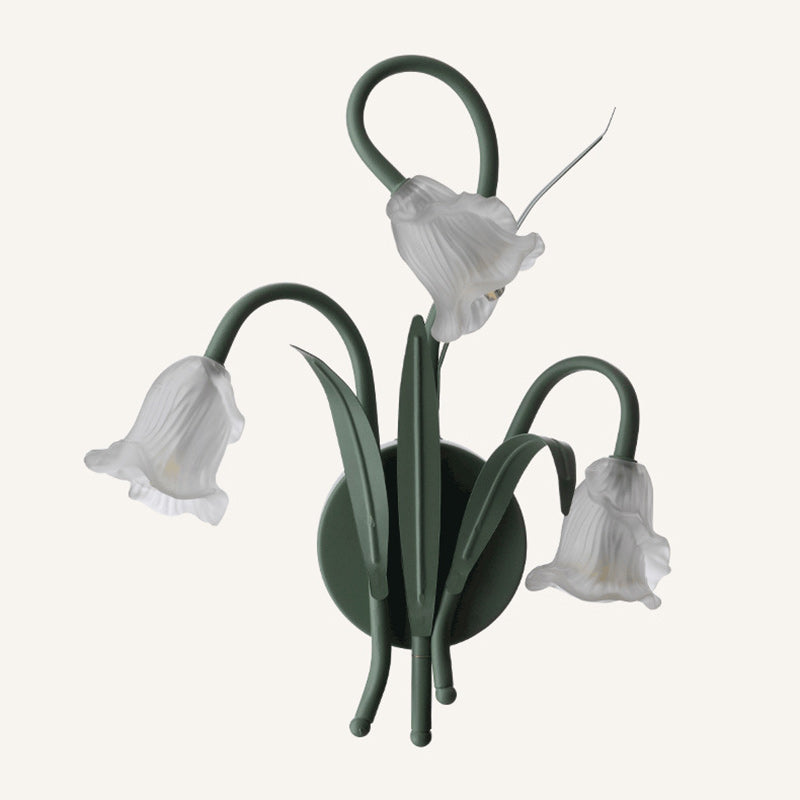 Glass Iron Round Flower Leaf 3-Light Wall Sconce Lamp