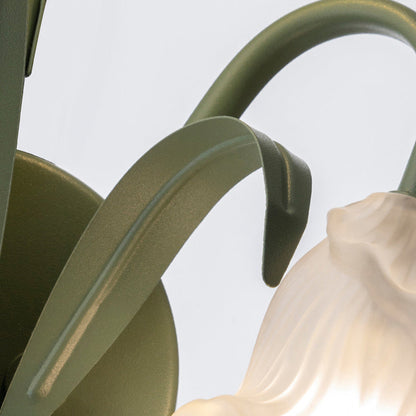 Glass Iron Round Flower Leaf 3-Light Wall Sconce Lamp