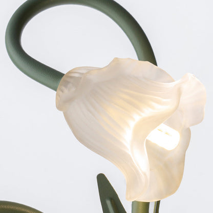 Glass Iron Round Flower Leaf 3-Light Wall Sconce Lamp