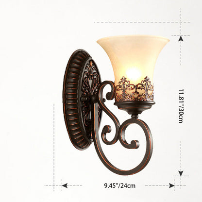 Farmhouse Iron Resin Oval Floral 1/2-Light Wall Sconce Lamp