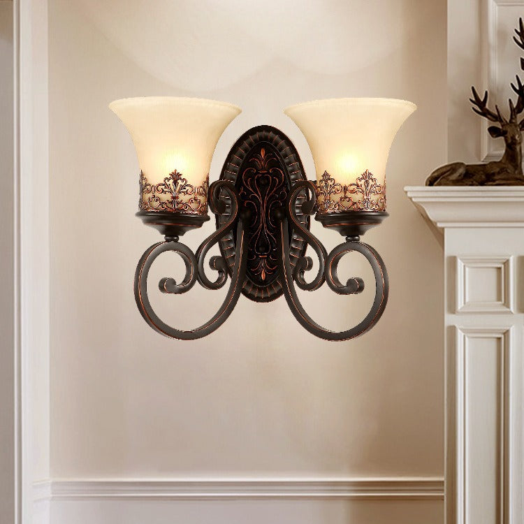 Farmhouse Iron Resin Oval Floral 1/2-Light Wall Sconce Lamp