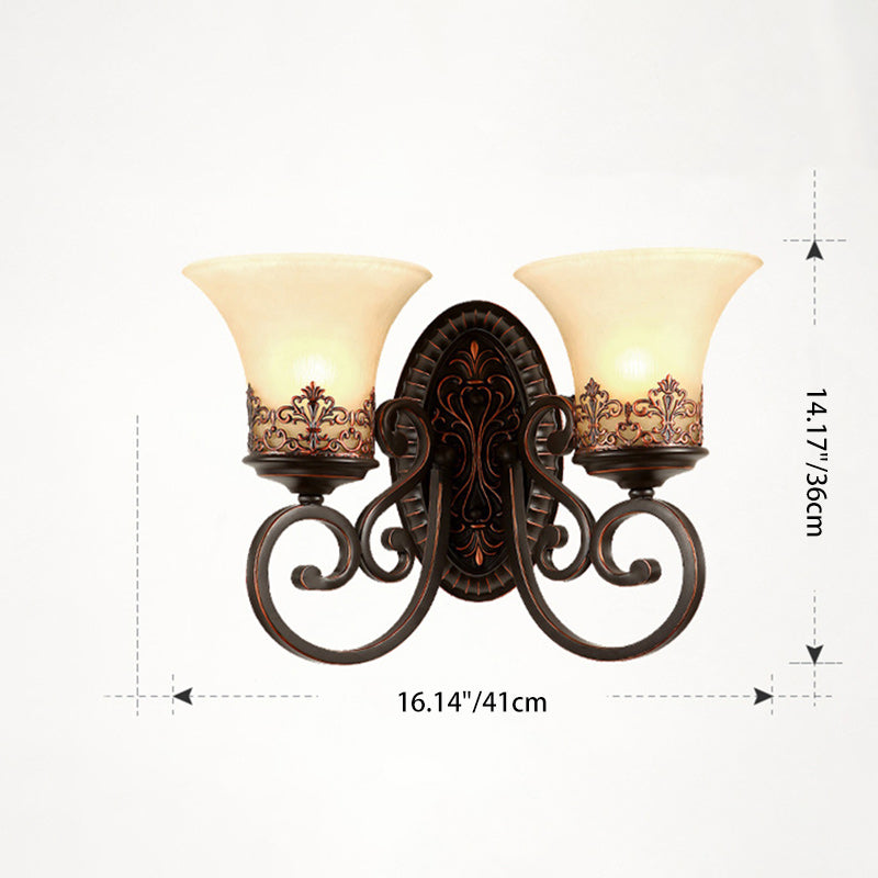 Farmhouse Iron Resin Oval Floral 1/2-Light Wall Sconce Lamp