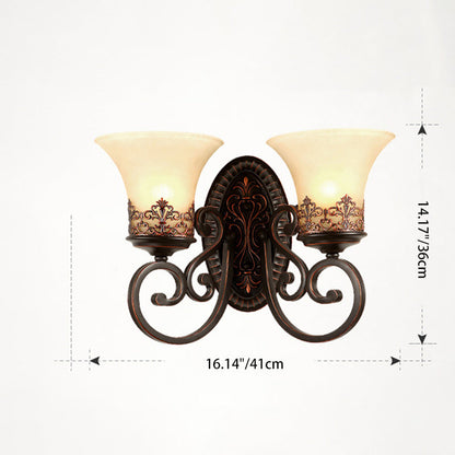 Farmhouse Iron Resin Oval Floral 1/2-Light Wall Sconce Lamp