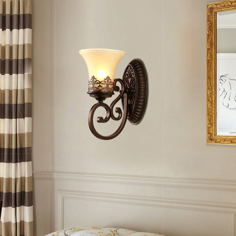 Farmhouse Iron Resin Oval Floral 1/2-Light Wall Sconce Lamp