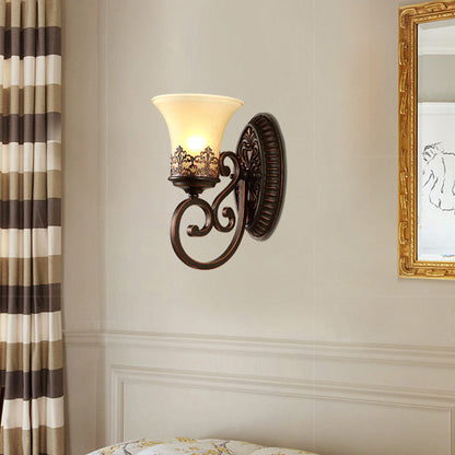 Farmhouse Iron Resin Oval Floral 1/2-Light Wall Sconce Lamp