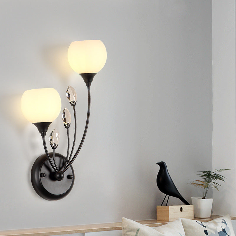 Farmhouse Iron Round Leaf 1/2-Light Wall Sconce Lamp