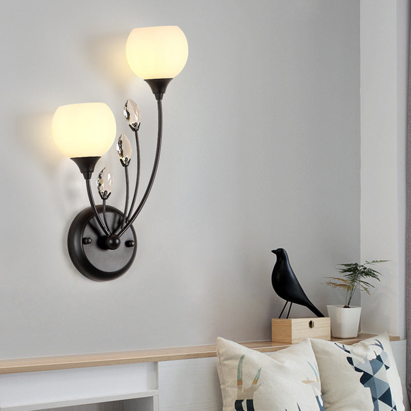 Farmhouse Iron Round Leaf 1/2-Light Wall Sconce Lamp
