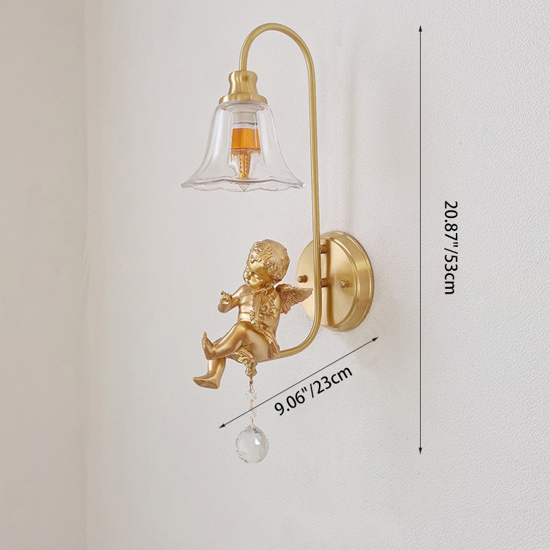 Scandinavian Resin Angel Round 1-Light Wall Sconce Lamp