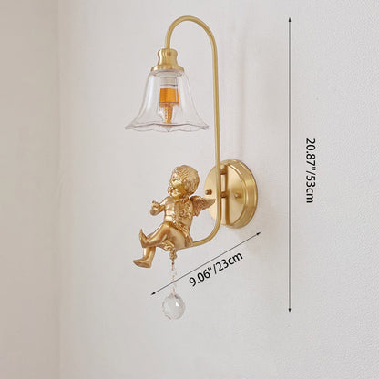 Scandinavian Resin Angel Round 1-Light Wall Sconce Lamp