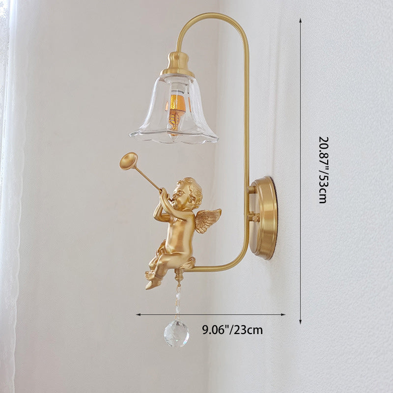 Scandinavian Resin Angel Round 1-Light Wall Sconce Lamp