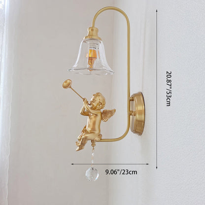 Scandinavian Resin Angel Round 1-Light Wall Sconce Lamp