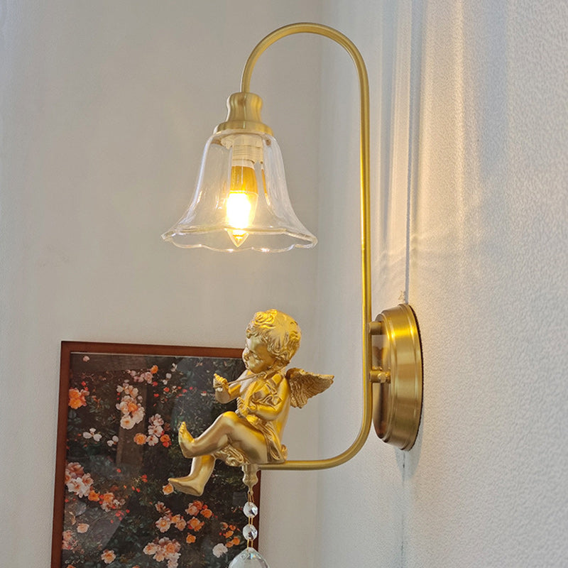 Scandinavian Resin Angel Round 1-Light Wall Sconce Lamp