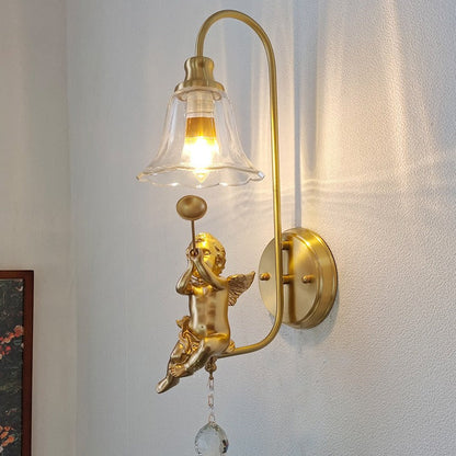 Scandinavian Resin Angel Round 1-Light Wall Sconce Lamp