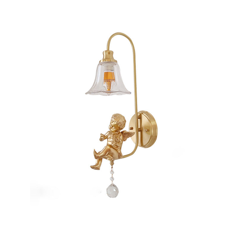 Scandinavian Resin Angel Round 1-Light Wall Sconce Lamp