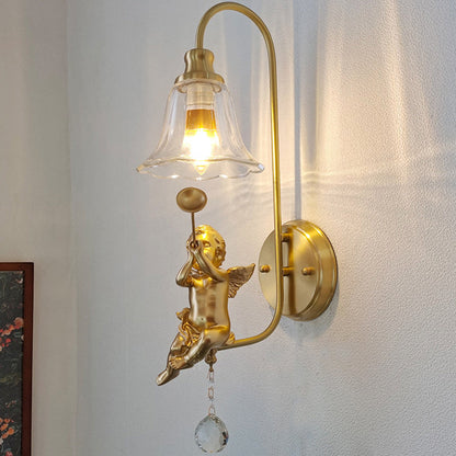 Scandinavian Resin Angel Round 1-Light Wall Sconce Lamp