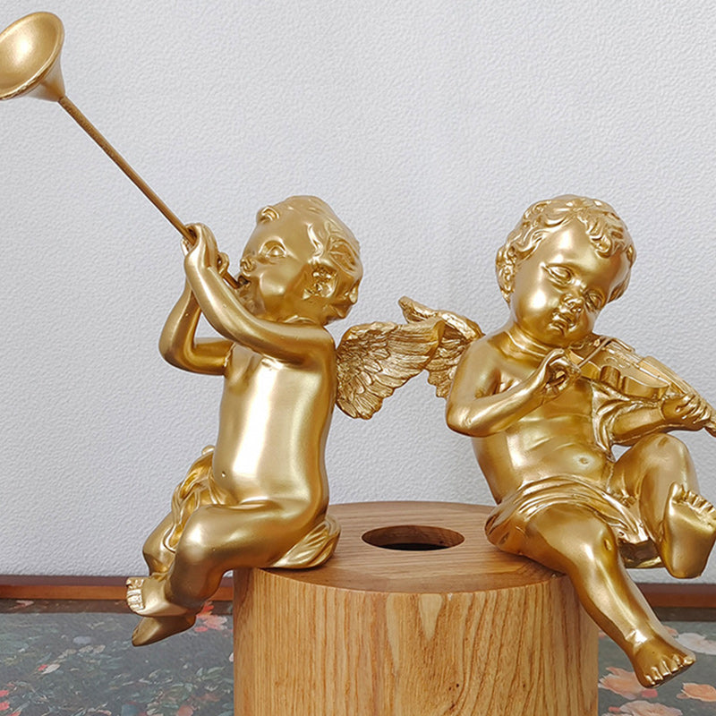 Scandinavian Resin Angel Round 1-Light Wall Sconce Lamp