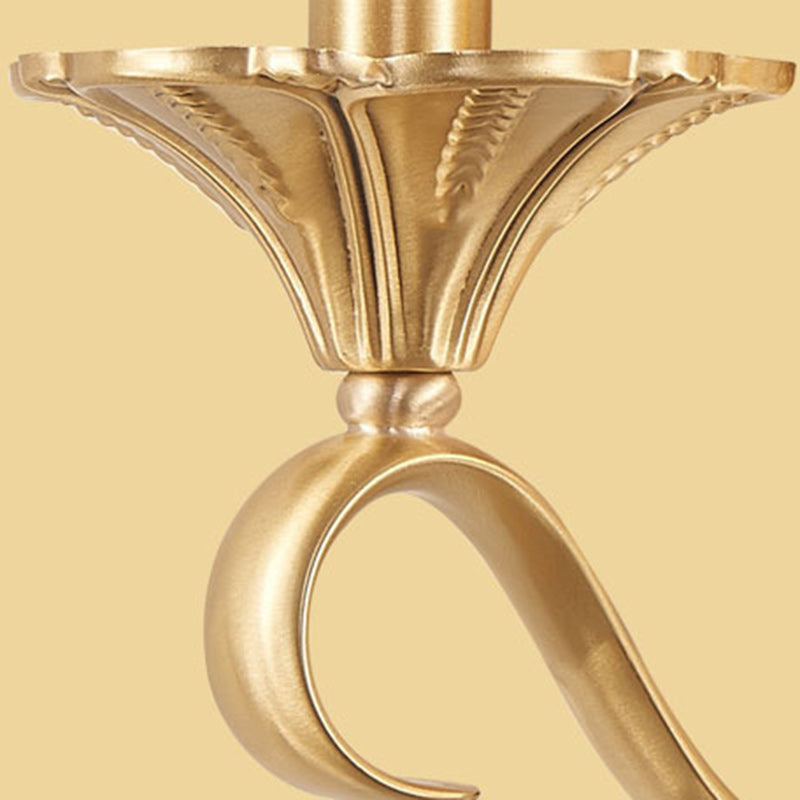 Brass Glass Carved Pattern 1/2 Light Wall Sconce Lamp
