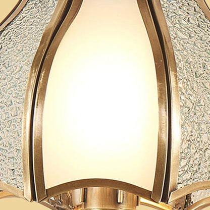 Brass Glass Carved Pattern 1/2 Light Wall Sconce Lamp