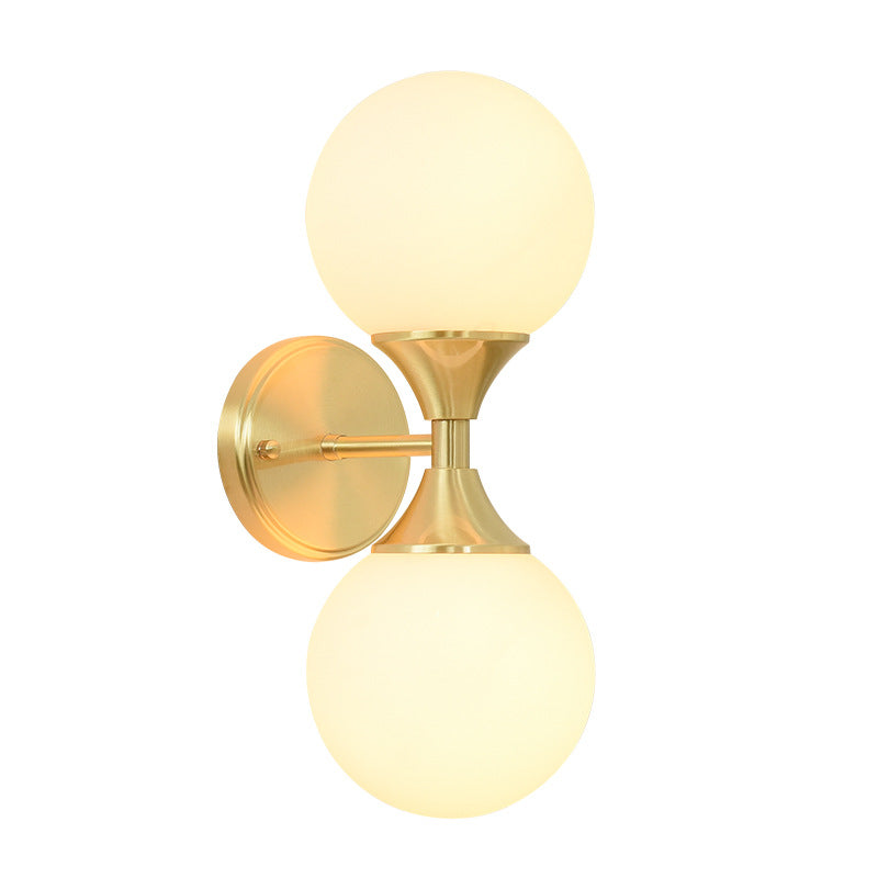Luxury Glass Brass Globe Round 2-Light Wall Sconce Lamp